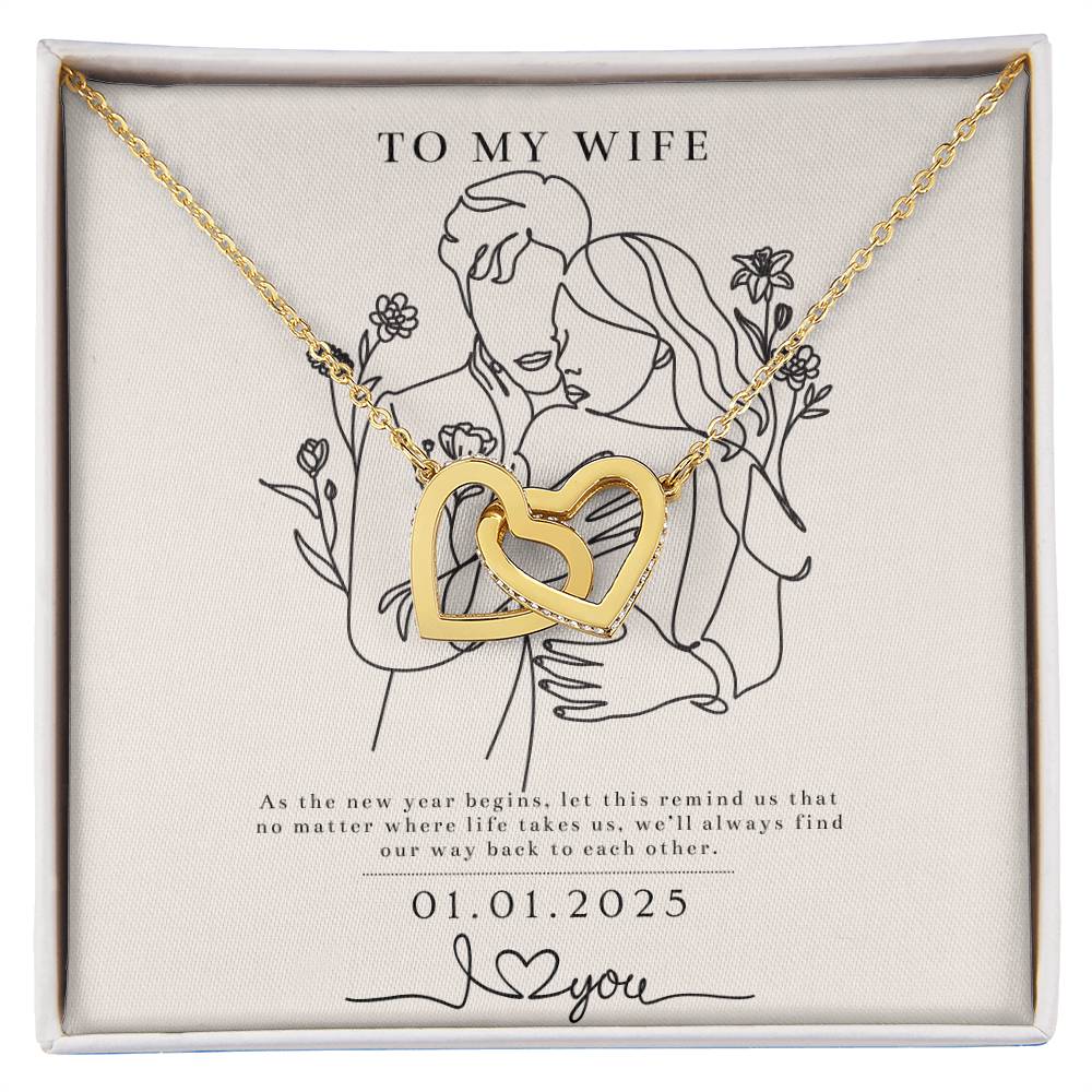 To My Wife – Interlocking Hearts Gift - 18K Yellow Gold Finish Standard Box - Necklaces