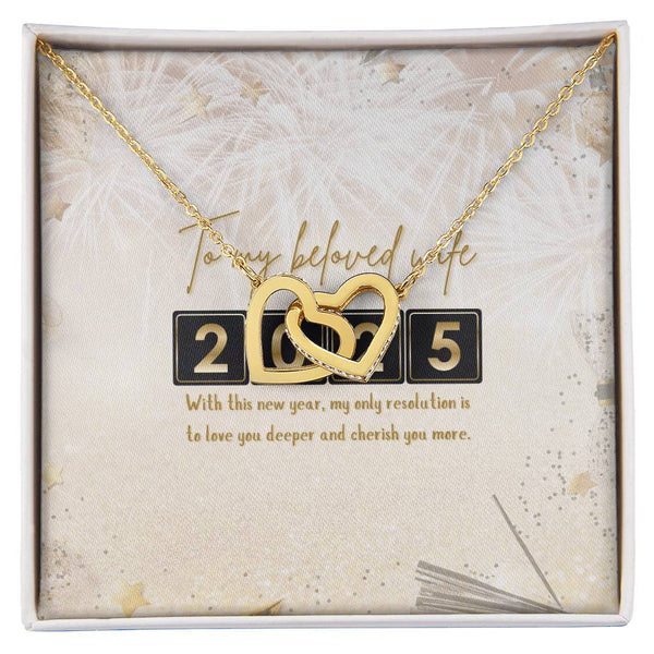 Resolution of Love – Interlocking Hearts Necklace - 18K Yellow Gold Finish Standard Box - Necklaces