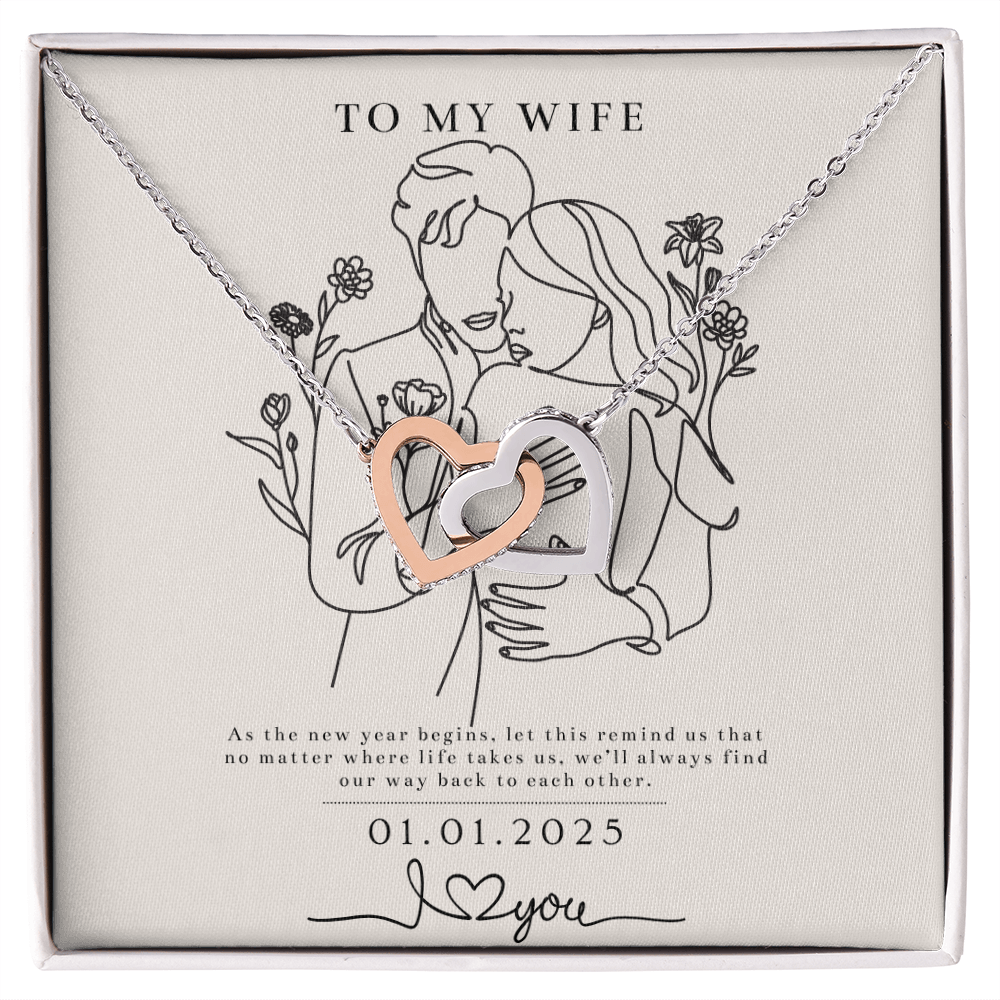 To My Wife – Interlocking Hearts Gift - 14k White Gold Finish Standard Box - Necklaces