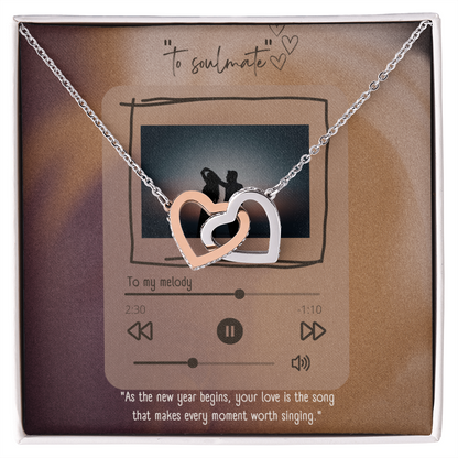 New Year Love – Interlocking Hearts Necklace - 14k White Gold Finish Standard Box - Necklaces