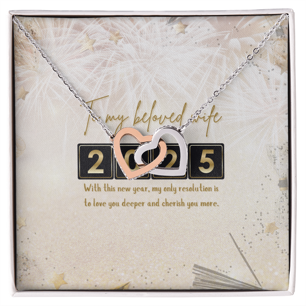 Resolution of Love – Interlocking Hearts Necklace - 14k White Gold Finish Standard Box - Necklaces