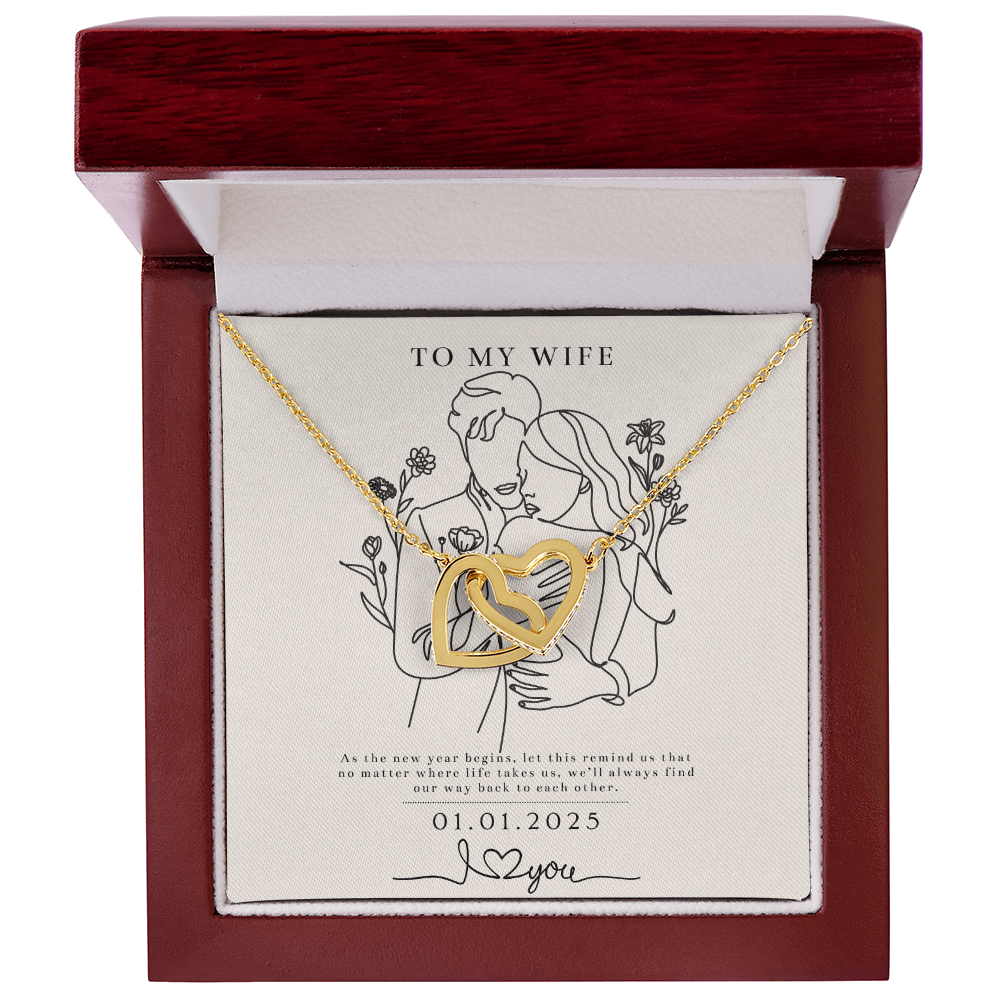 New Year Love – Interlocking Hearts Necklace - 18K Yellow Gold Finish Luxury Box - Necklaces