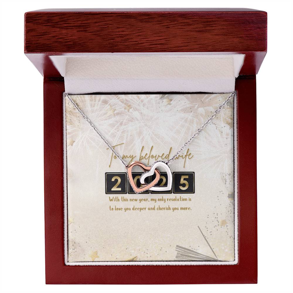 Resolution of Love – Interlocking Hearts Necklace - 14k White Gold Finish Luxury Box - Necklaces