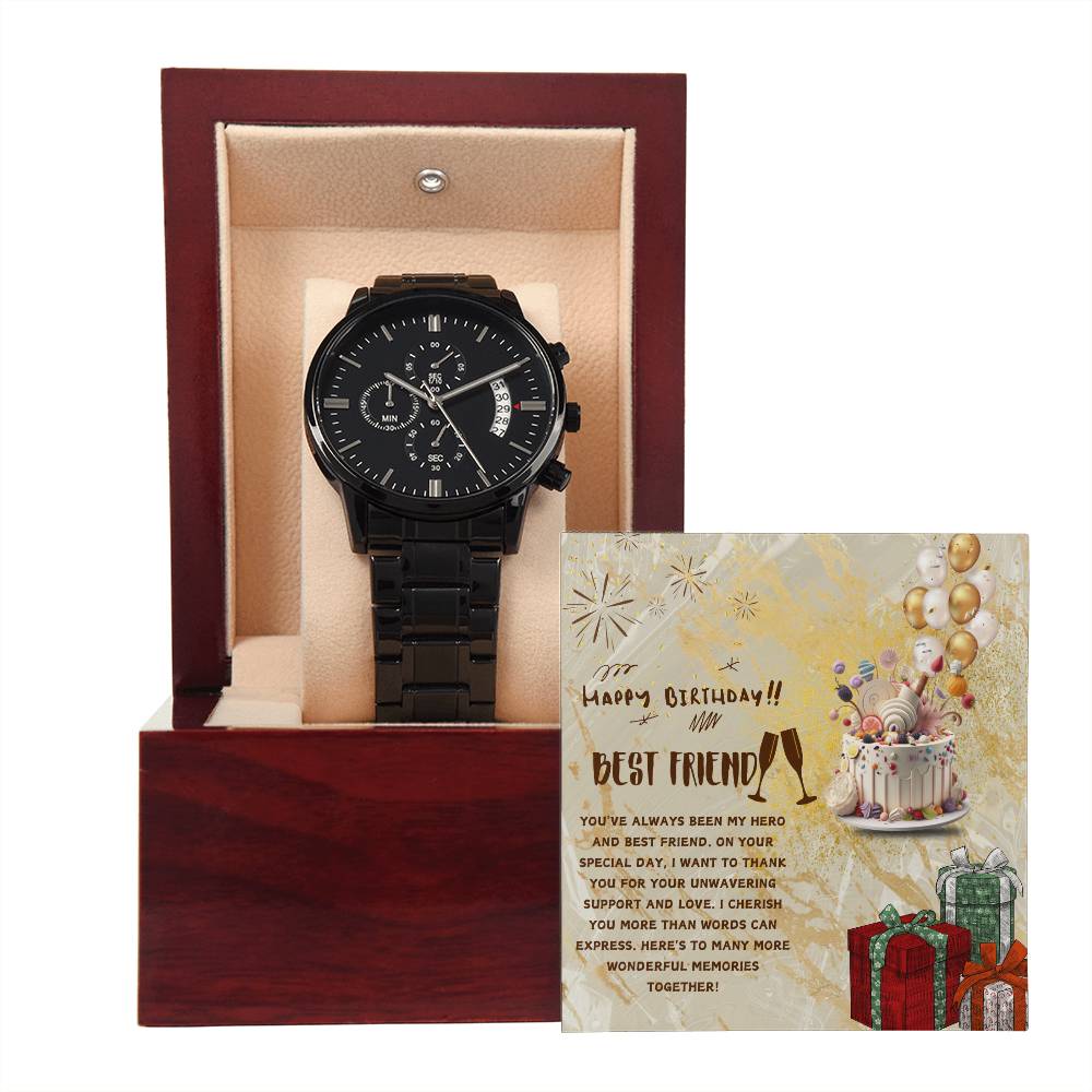 The Perfect Birthday Gift - Black Chronograph Watch - - Watches