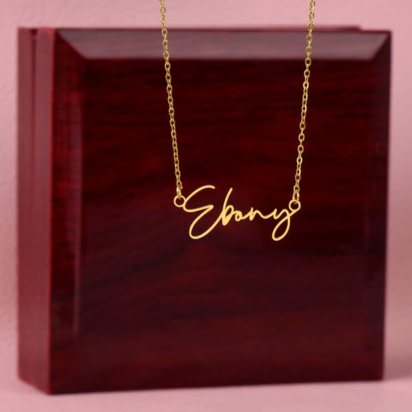 Personalized Elegance - Signature Style Name Necklace - Gold Finish Over Stainless Steel Luxury Box - Necklaces