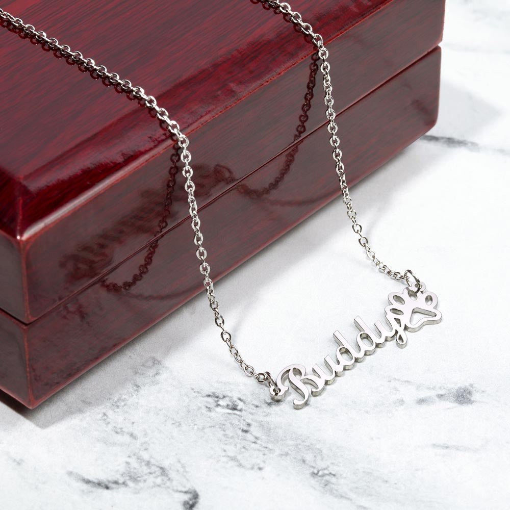 Adorable Paw Print Name Necklace - Personalized Just for You - Polished Stainless Steel Luxury Box - Necklaces