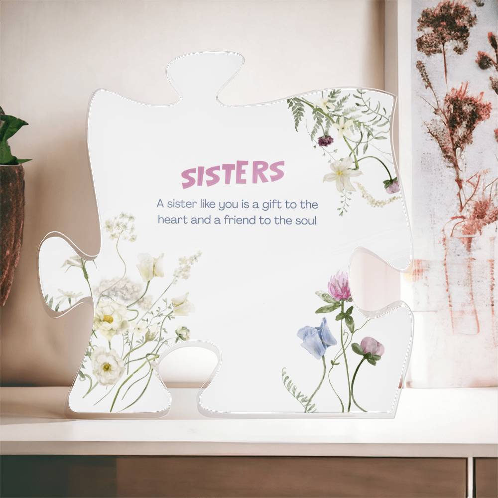 Sisters Floral Acrylic Puzzle Plaque – Heartfelt Keepsake - - Acrylic Prints