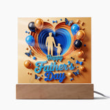 Dad & Me – Layered Heart LED Plaque - LED Corded Base - Acrylic Prints