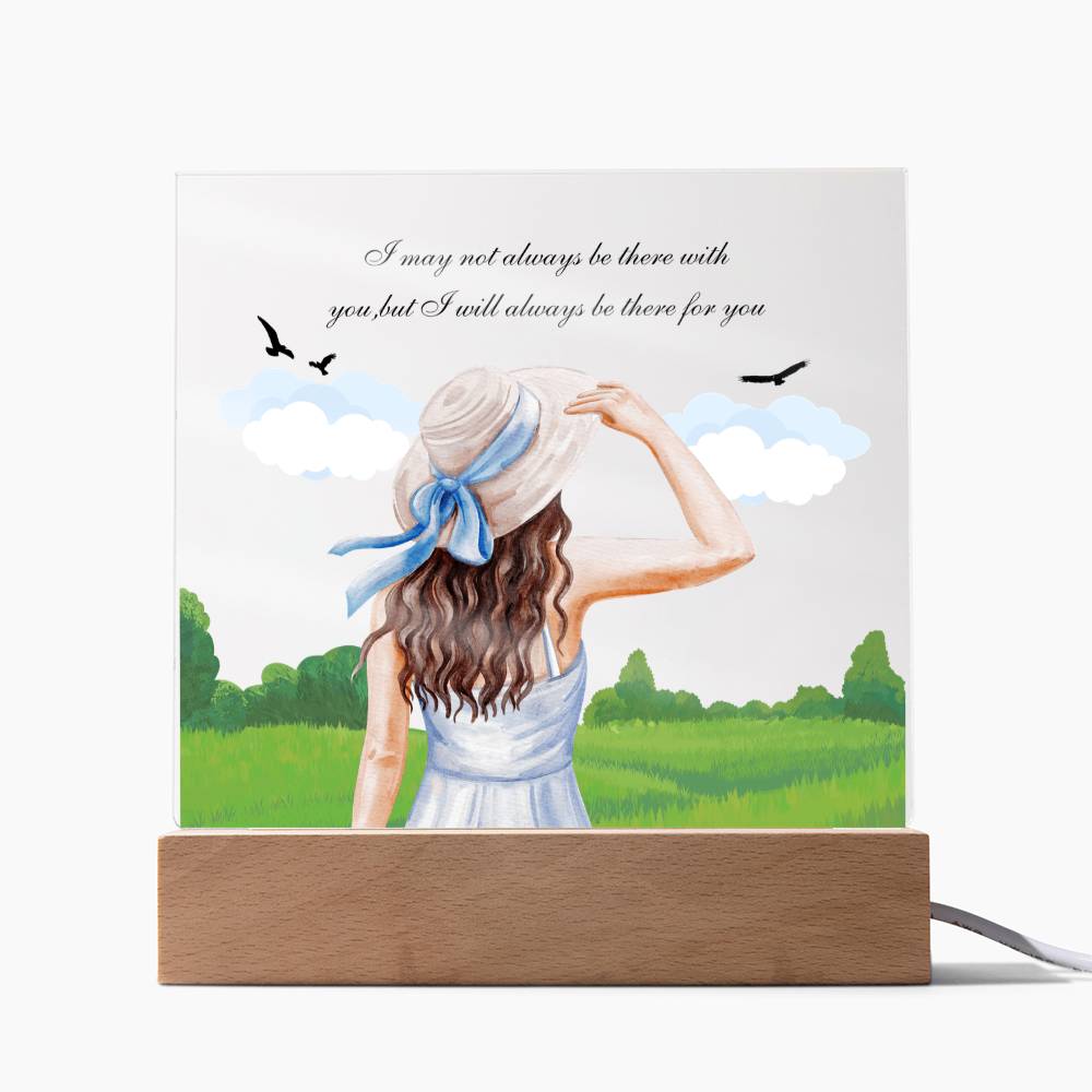 Girl with Hat Acrylic Plaque – Peaceful LED Home Decor - LED Corded Base - Acrylic Prints