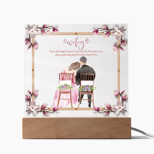 Wifey Acrylic Plaque – Romantic Wedding Keepsake - LED Corded Base - Acrylic Prints