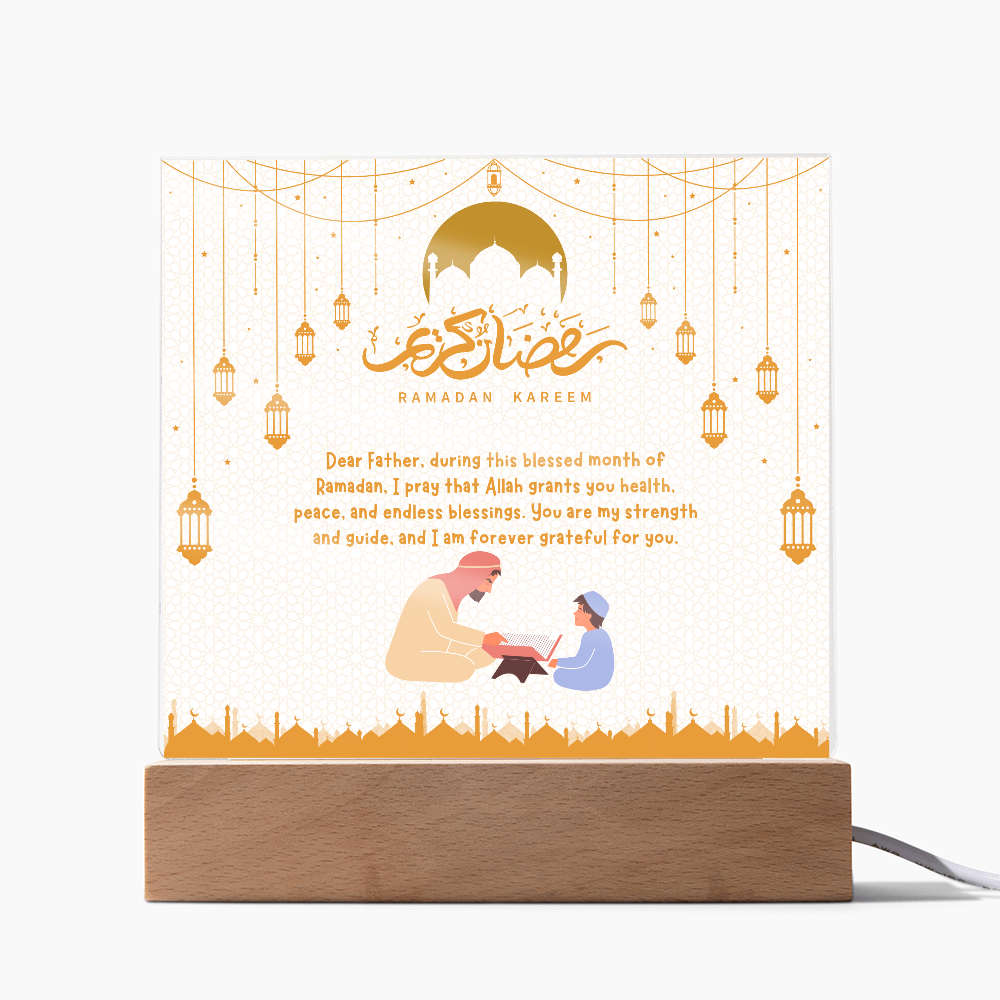 Ramadan Gift for Dad – Acrylic Plaque of Love - LED Corded Base - Acrylic Prints