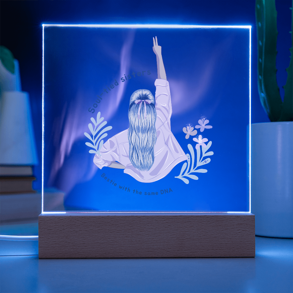 Soul-Tied Sisters Acrylic Plaque – DNA Bond Keepsake Gift - - Acrylic Prints