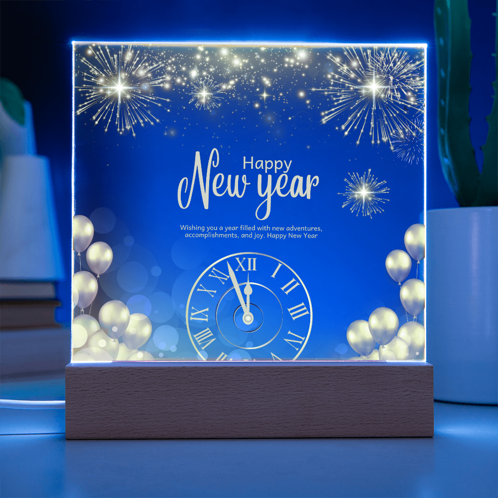 Golden Happy New Year Acrylic Plaque – Festive Gift 2026 - - Acrylic Prints