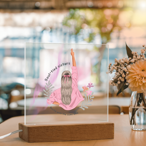 Soul-Tied Sisters Acrylic Plaque – DNA Bond Keepsake Gift - - Acrylic Prints