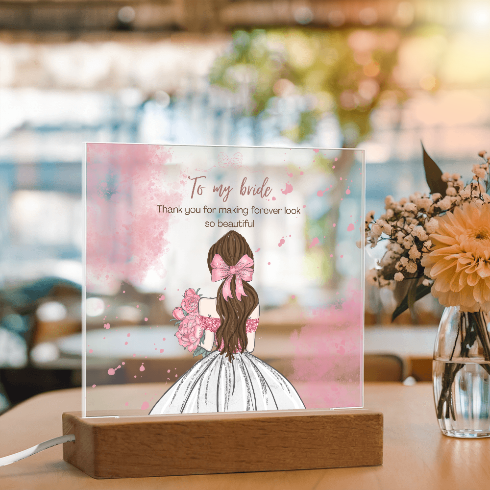 To My Bride Acrylic Plaque – Pink Bow Love Gift - - Acrylic Prints