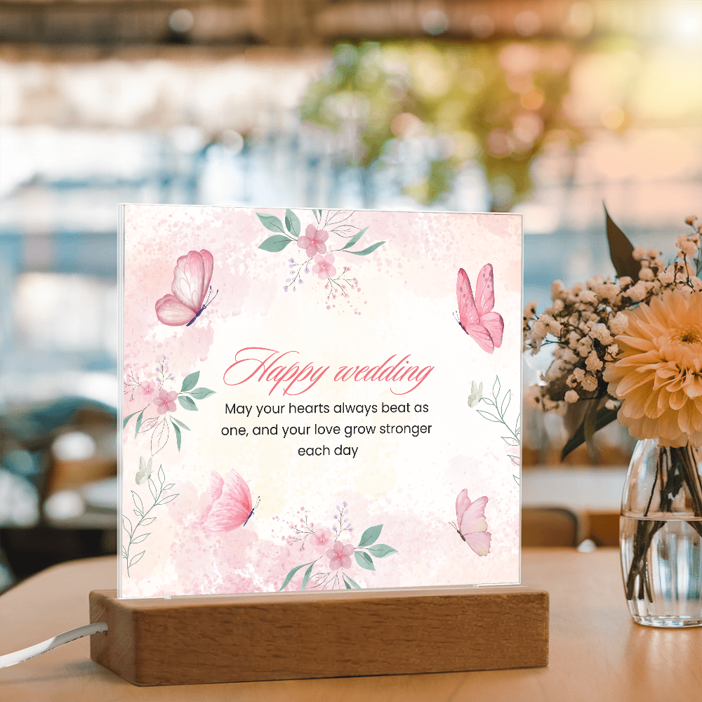 Happy Wedding Acrylic Plaque – Butterfly Love Gift - - Acrylic Prints