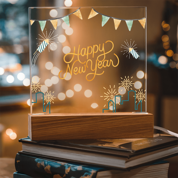 Happy New Year Acrylic Plaque – Festive Gift for 2026 - - Acrylic Prints
