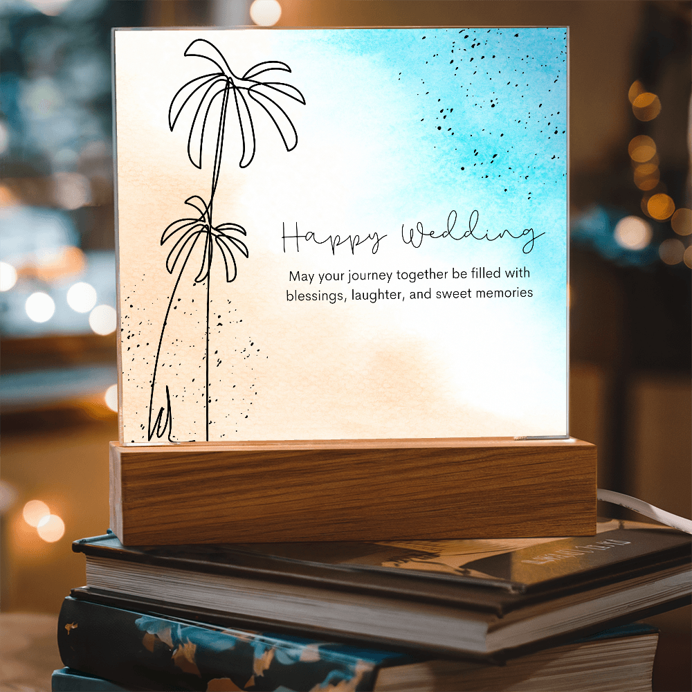 Modern Wedding Acrylic Plaque – Love & Blessings - - Acrylic Prints
