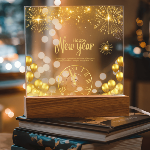 Golden Happy New Year Acrylic Plaque – Festive Gift 2026 - - Acrylic Prints
