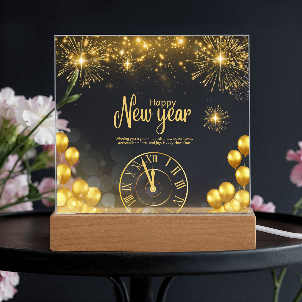 Golden Happy New Year Acrylic Plaque – Festive Gift 2026 - - Acrylic Prints