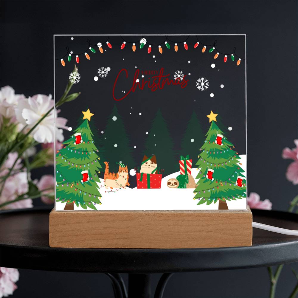 Cute Cat Christmas Plaque – Gift Joy & Winter Memories - - Acrylic Prints