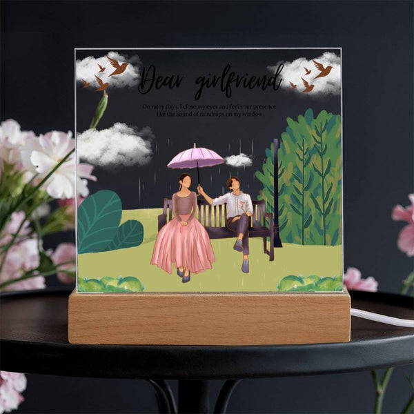 Love Under the Umbrella – Square Acrylic Plaque for Couples - - Acrylic Prints