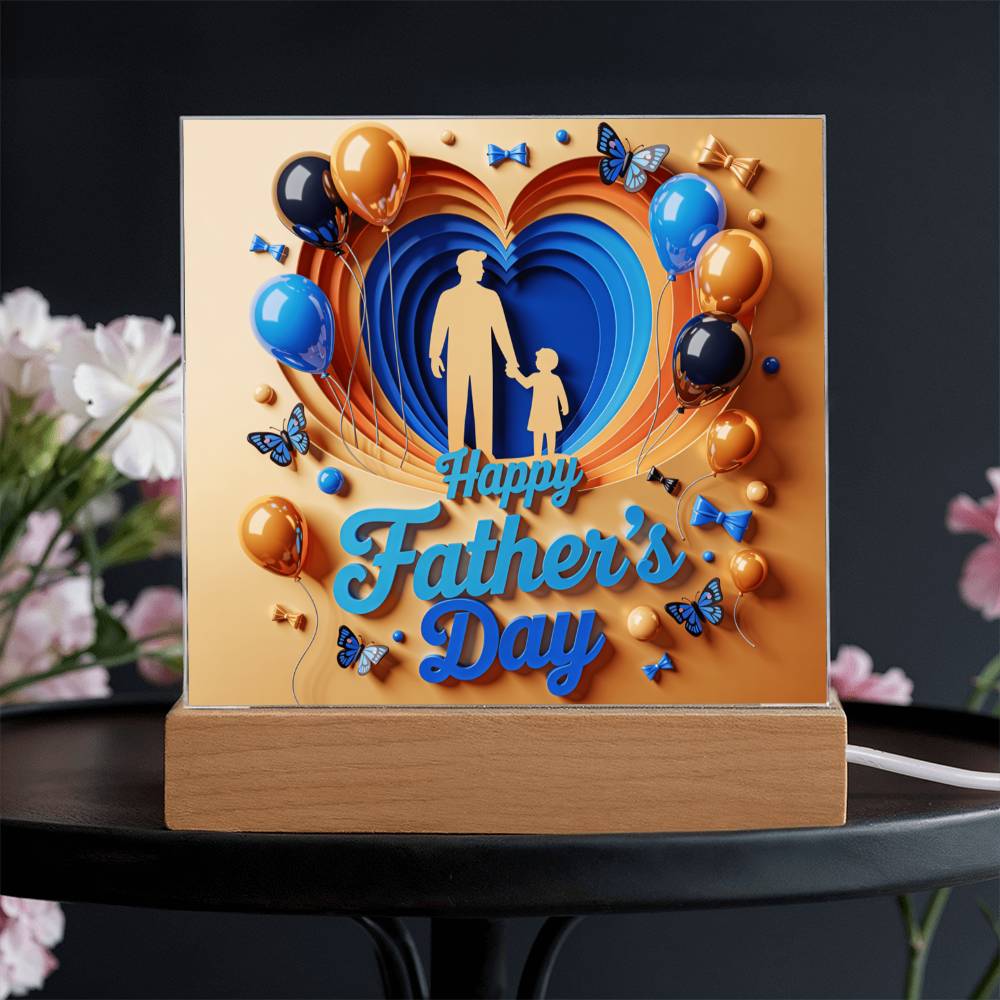 Dad & Me – Layered Heart LED Plaque - - Acrylic Prints