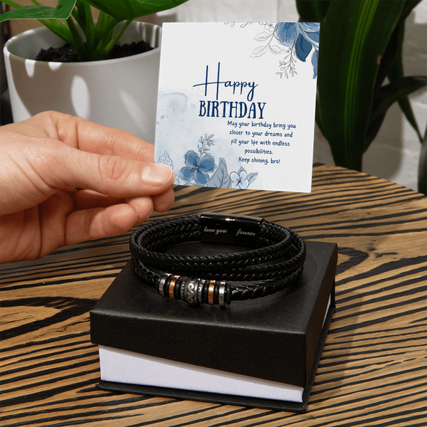 Elegant Brother Birthday Bracelet with Blue Florals - - Bracelets