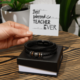 Best Blessed Teacher Bracelet with Leather Band - - Bracelets