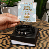 Heartfelt Hug - Husband’s Birthday Leather Bracelet - - Bracelets