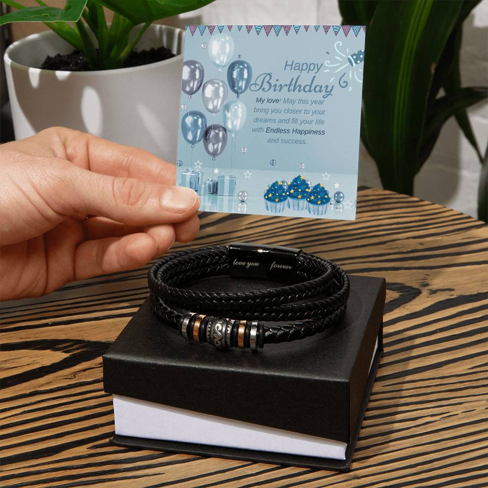 Dreams & Success - Husband’s Birthday Leather Bracelet - - Bracelets