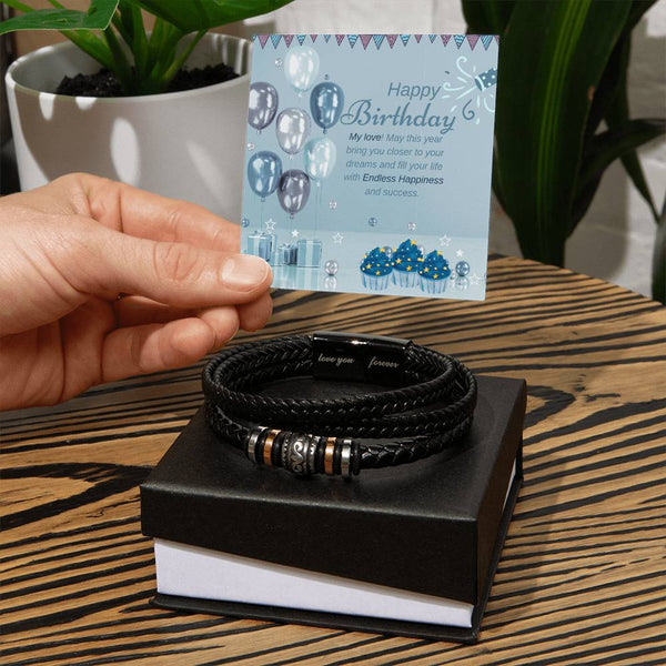 Dreams & Success - Husband’s Birthday Leather Bracelet - - Bracelets