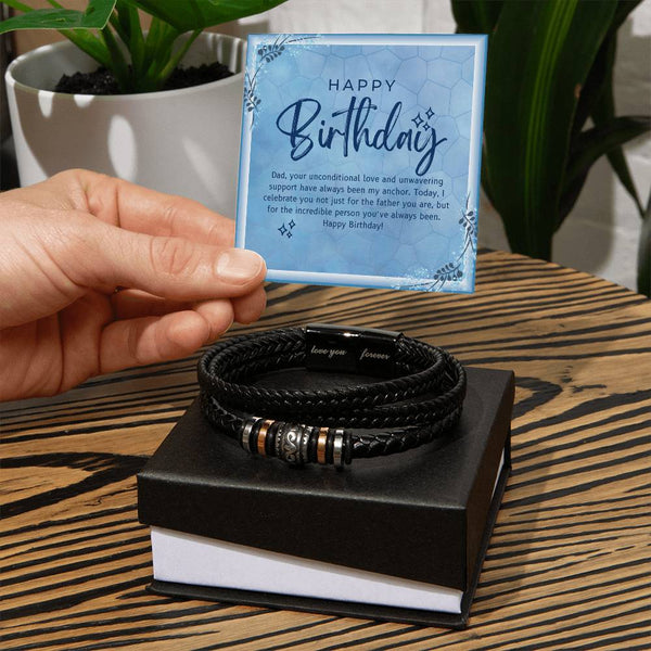 Elegant Dad Birthday Bracelet with Loving Message - - Bracelets