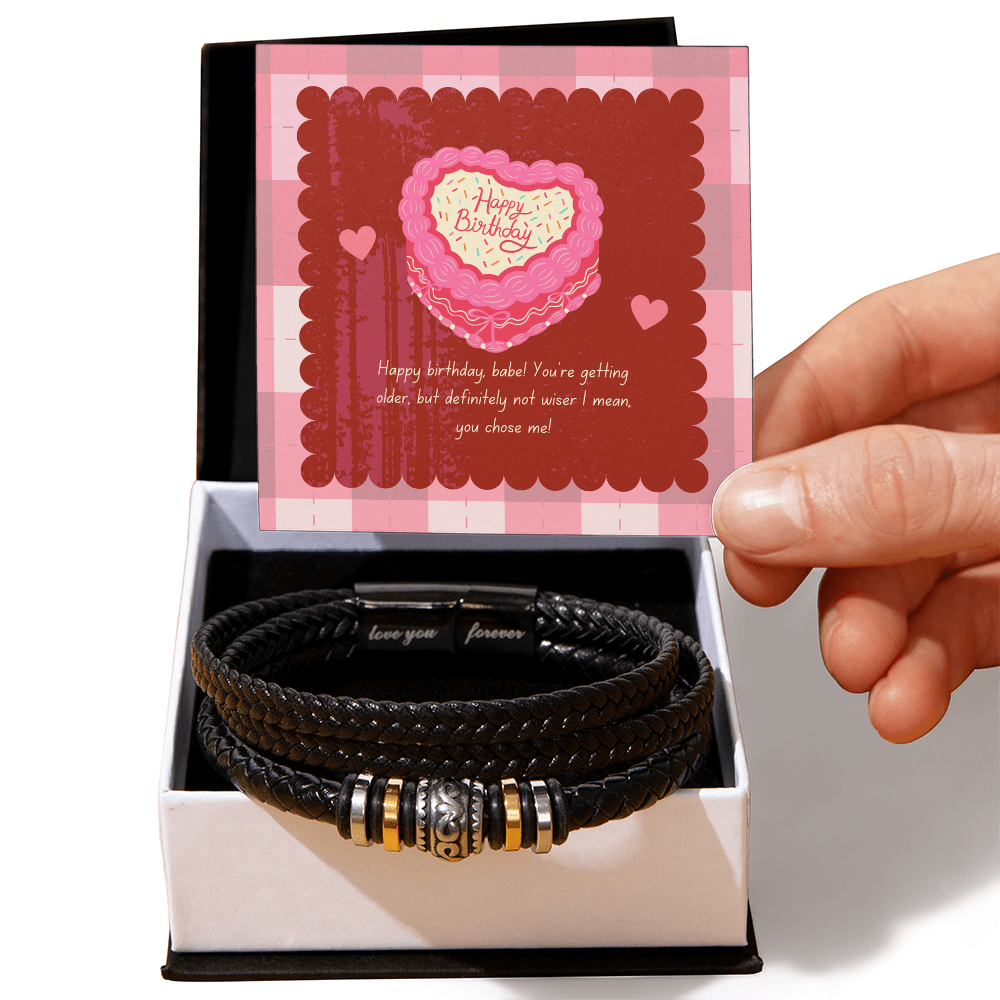 Funny Birthday Bracelet for Your Boyfriend - Two Tone Box - Bracelets