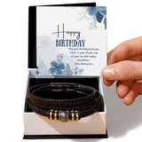 Elegant Brother Birthday Bracelet with Blue Florals - Two Tone Box - Bracelets