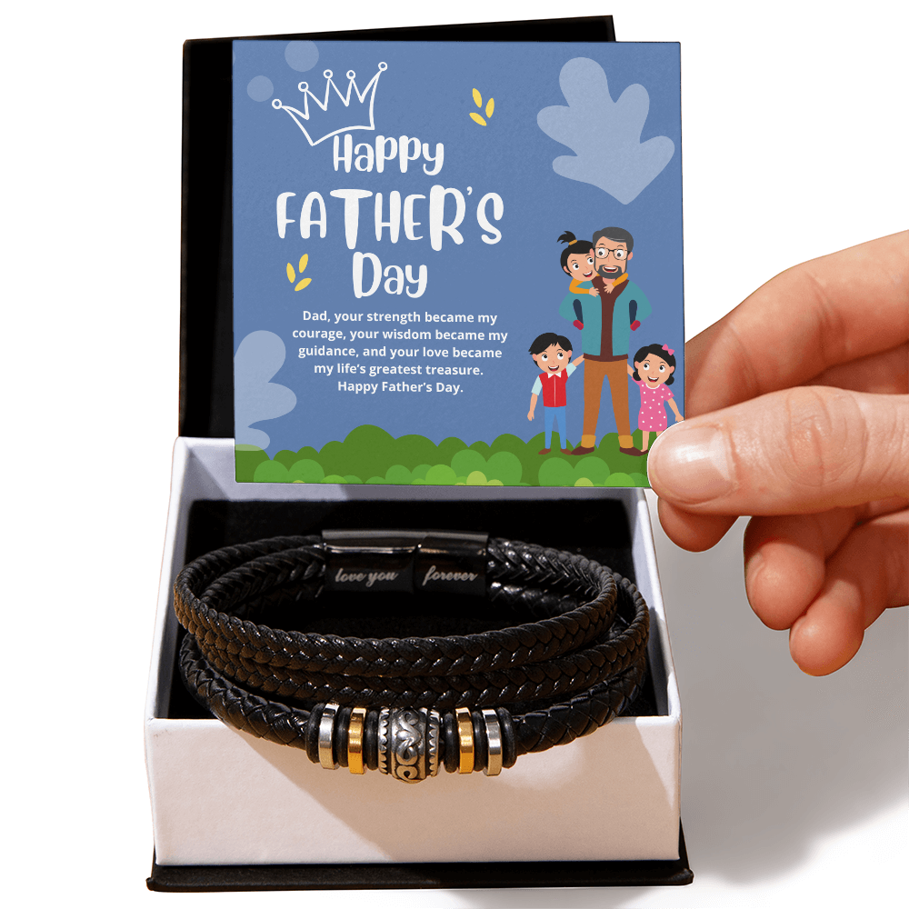 Dad’s Treasure – Men’s Gift Bracelet with Message - Two Tone Box - Bracelets
