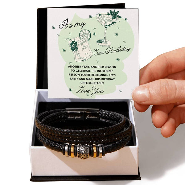 Son's Birthday Bliss Bracelet - A Cherished Keepsake - Two Tone Box - Bracelets