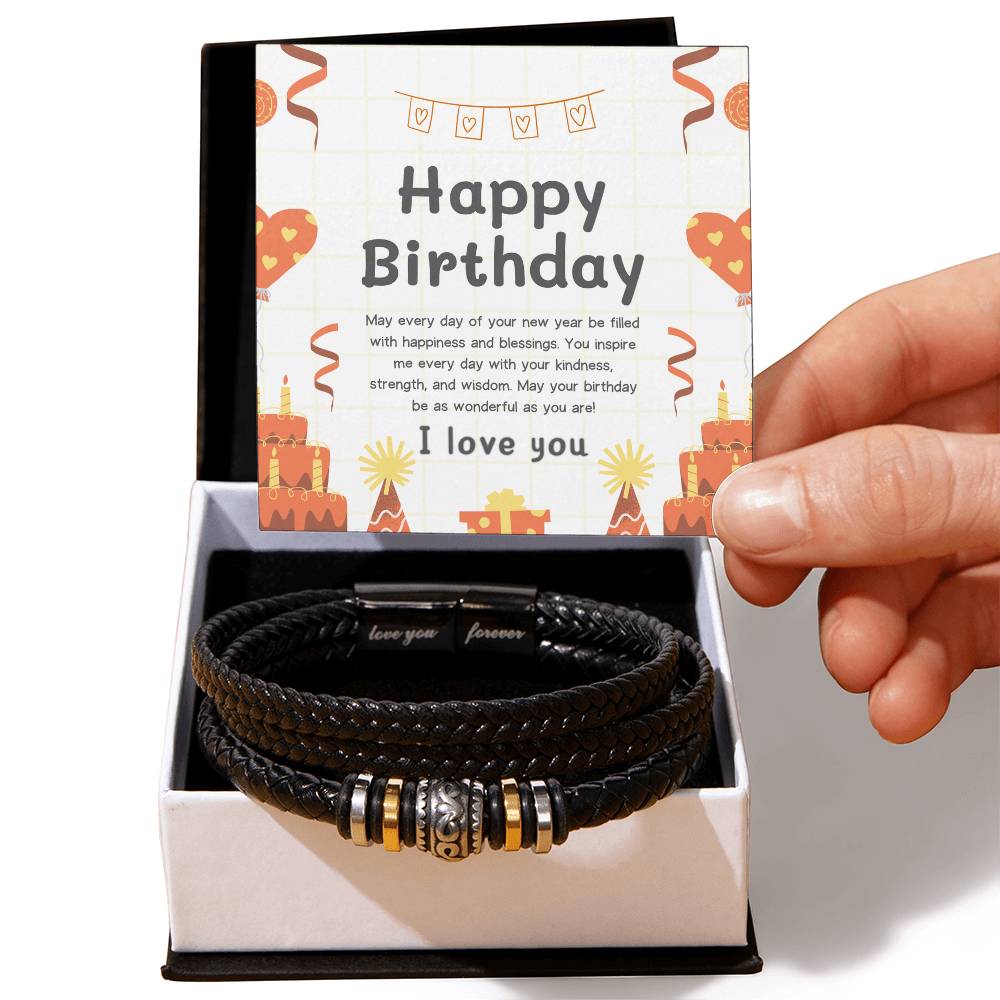 Birthday Love - Husband's Special Day Leather Bracelet - Two Tone Box - Bracelets