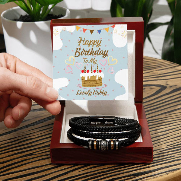 Heartfelt Hug - Husband’s Birthday Leather Bracelet - - Bracelets