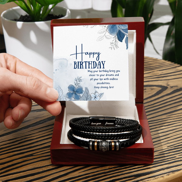 Elegant Brother Birthday Bracelet with Blue Florals - - Bracelets