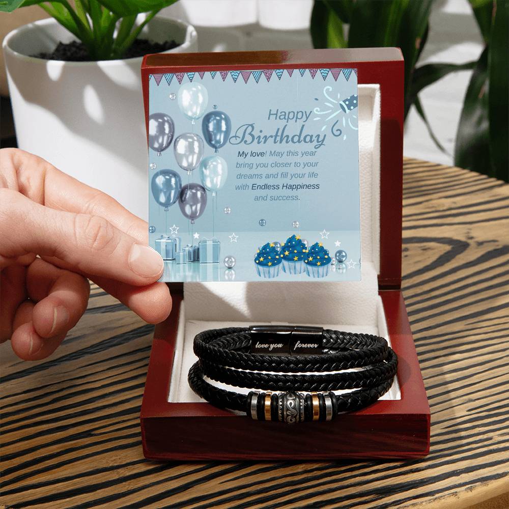 Dreams & Success - Husband’s Birthday Leather Bracelet - - Bracelets