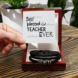 Best Blessed Teacher Bracelet with Leather Band - - Bracelets