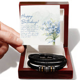 Celebrate Him - Husband's Birthday Leather Bracelet - Luxury Box w LED - Bracelets