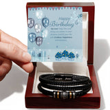 Dreams & Success - Husband’s Birthday Leather Bracelet - Luxury Box w LED - Bracelets
