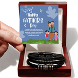 Dad’s Treasure – Men’s Gift Bracelet with Message - Luxury Box w LED - Bracelets
