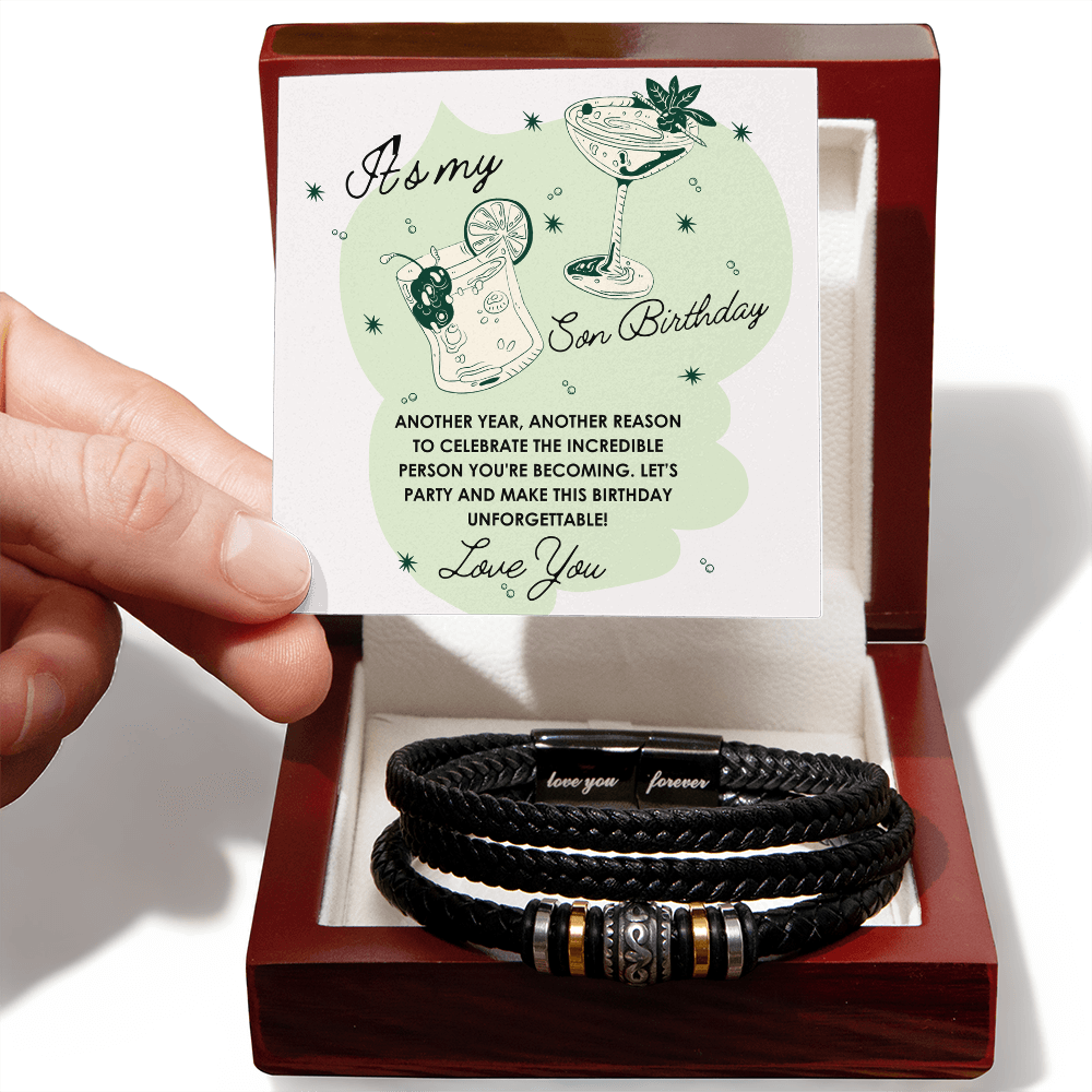 Son's Birthday Bliss Bracelet - A Cherished Keepsake - Luxury Box w LED - Bracelets