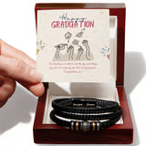 Graduation Leather Bracelet Gift for Your Son - Luxury Box w LED - Bracelets