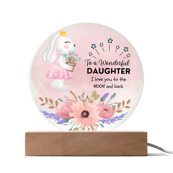 I Love You to the Moon – Daughter Acrylic Plaque Keepsake - LED Corded Base - Acrylic Prints