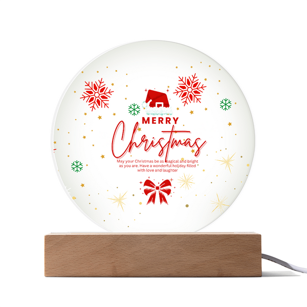 Circular Christmas Plaque – A Heartfelt Holiday Gift - LED Corded Base - Acrylic Prints