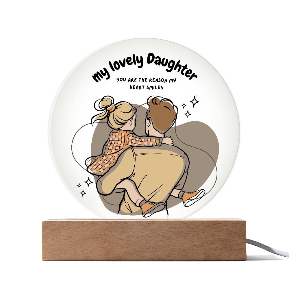 Daddy-Daughter Moment – Printed Circle Acrylic Plaque Gift - LED Corded Base - Acrylic Prints
